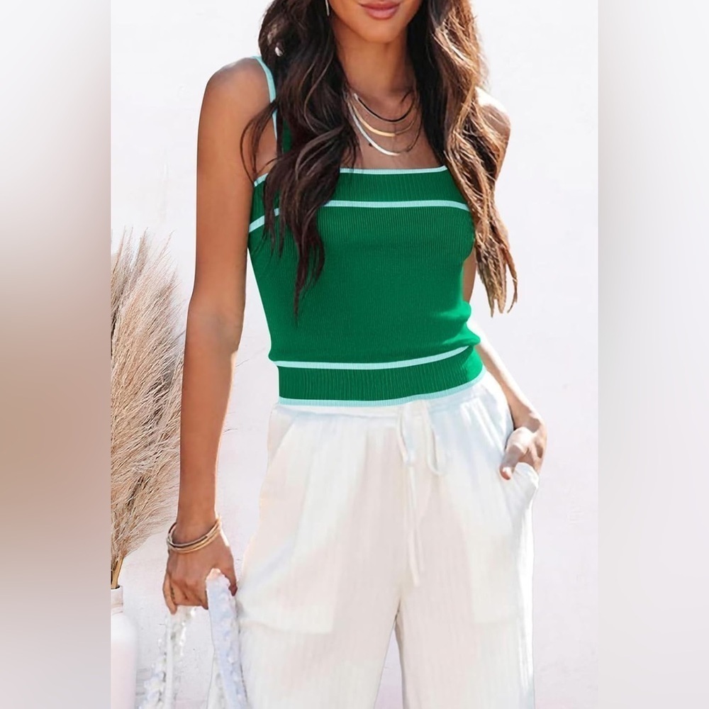 Square knit tank top